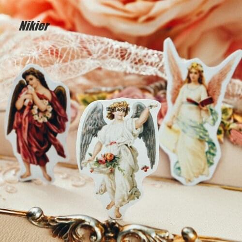 28 PCS Retro European Angel Baby Decoration Sticker Diy Ablum Diary Scrapbooking Stickers Kawaii Stationery Junkjournal