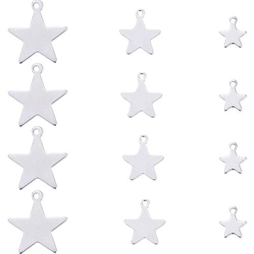 30Pcs/box Mixed Size Star Stainless Steel Pendants Charms for DIY Earrings Necklaces Bracelets Jewelry Making Supplies