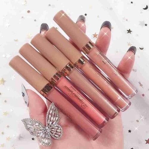 5pcs/set Velvet Matte Lipstick Non-stick Cup Lip Glaze Waterproof Long Lasting Mirror Air Lips Gloss