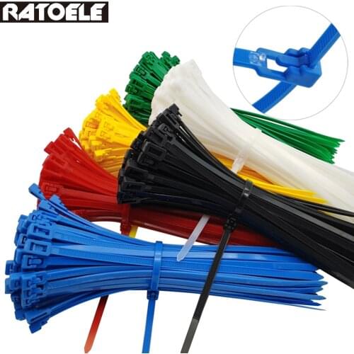 50PCS 5*200MM Releasable Cable Tie Colored Plastics Reusable Cable Ties Loop Wrap Nylon Zip Ties Bundle Ties