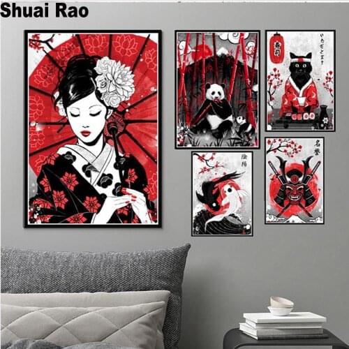 Japanese Samurai diamond embroidery full drill round square Diy 5d diamond painting Ruby Geisha diamond mosaic pattern handmade