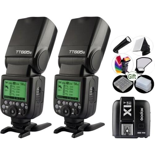 2x GODOX TT685S +Wireless Flash Trigger X1T-S Transmitter X1S TTL 2.4G 1/8000s Speedlite for Sony A77II A7R II A58 A99 HVL-F60M