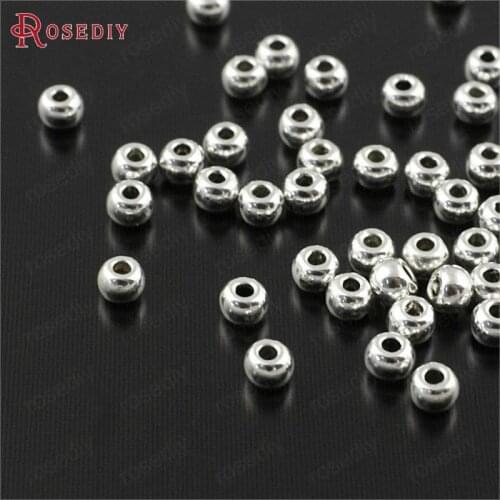 200PCS 4MM 3MM Gold Color Zinc Alloy Round Spacer Beads Bracelet Beads Diy Jewelry Findings Accessories Wholesale