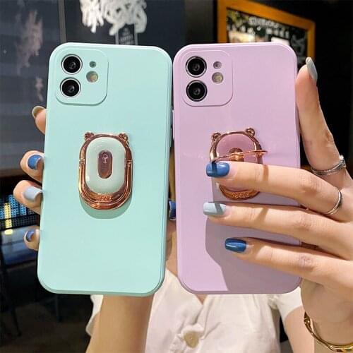 Pretty Liquid Silicone Ring stand Phone Holder Case For OPPO FIND X3PRO A8 A9 A11 A32 A53 A72 A92S RENO5 REALME X7 V15 C20 Cover