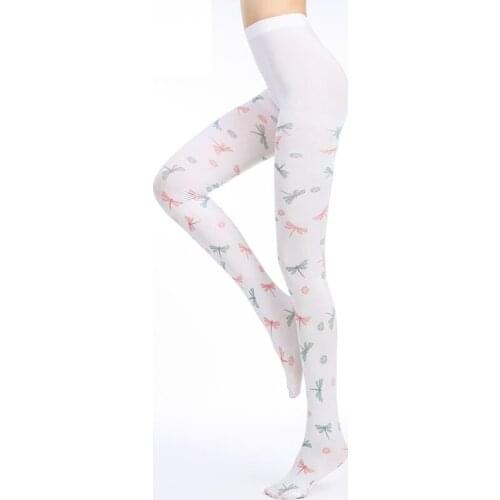 Unique dragonfly pattern stockings Japanese cosply Lolita Tights High-quality white Silk stockings shaping leggin 1order=1pc
