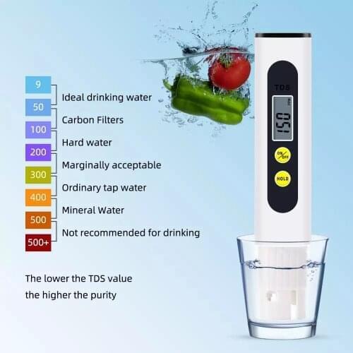 Digital TDS Meter Drinking Water Quality Tester 0~990 ppm Testing Range Aquarium Pool PPM Analyser Dissolved Solids TDS Detector