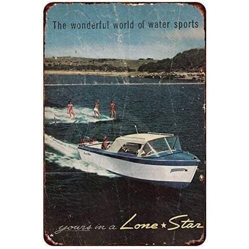 Water Sports Sea Scenery Metal Tin Sign Wall Decor for Bars,Restaurants,Cafes Pubs, 8" X 12"Inch