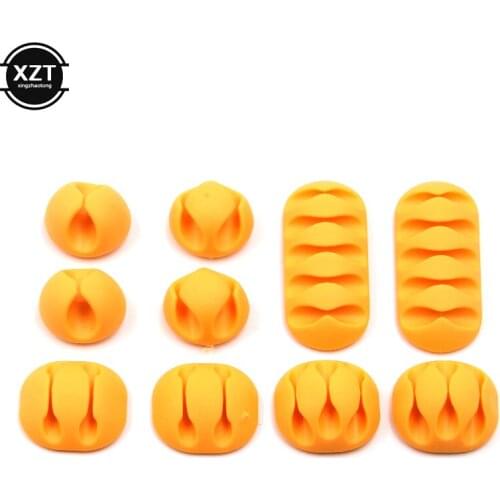 10Pcs/set Multipurpose Single Double Five holes Wire Cord Cable winder Ties USB Charger Holder Organizer With Adhesive Desk