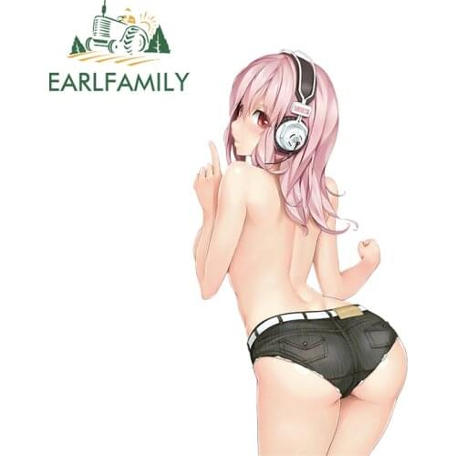EARLFAMILY 13cm x 7.1cm for Sexy Japanese Anime Girl Car Stickers Funny Fashion Decal Vinyl Motocycle Helmet Trunk Decorations