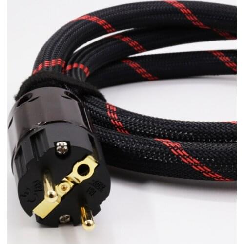 DIY Hi-End 1.5M X SA-OF8N Hifi Audio Power Cable Cord with EU/US rhodium /Gold plated power Plugs