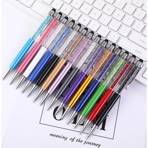 Metal crystal pen diamond metal pen stationery handwriting capacitance diamond pen touch screen ball point pen