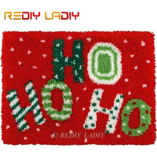 Latch Hook Kits Make Your Own Rug Christmas Hohoho Tapestry Crochet Cushion Mat DIY Carpet Rug Pre-Printed Canvas Hobby & Crafts