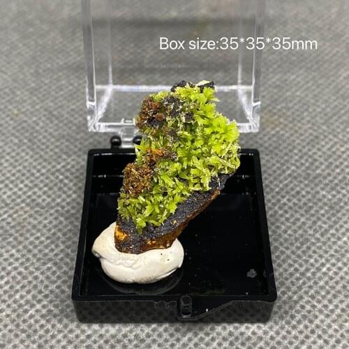 Natural pyromorphite mineral espécime pedras e cristais coleção pedras preciosas quartzo do tamanho da caixa de china Box 35mm