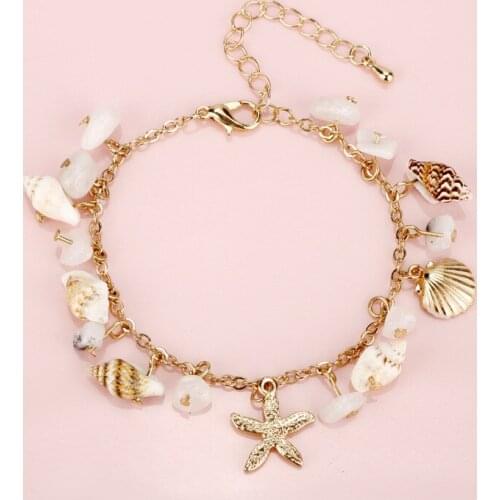 2021 New Summer Seaside Storm Himia Starfish Shell Anchor Ocean Bracelet Womens Mermaid Bracelet Bracelet Little Fresh Mori Gir