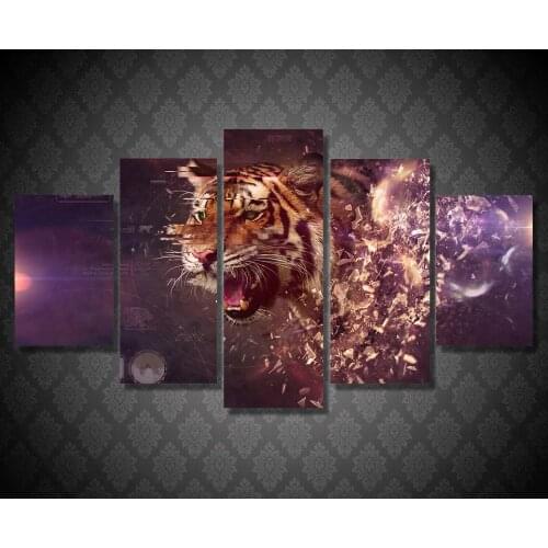 New 5 Pieces/sets Canvas Art The Apex Predator Animals Tiger Canvas Paintings Decorations For Home Wall Art Prints Canvas \R89