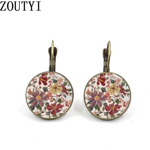 New / glamour henna yoga amulet ladies earrings glass cabochon earrings jewelry mandala symbol Bohemian ladies earrings