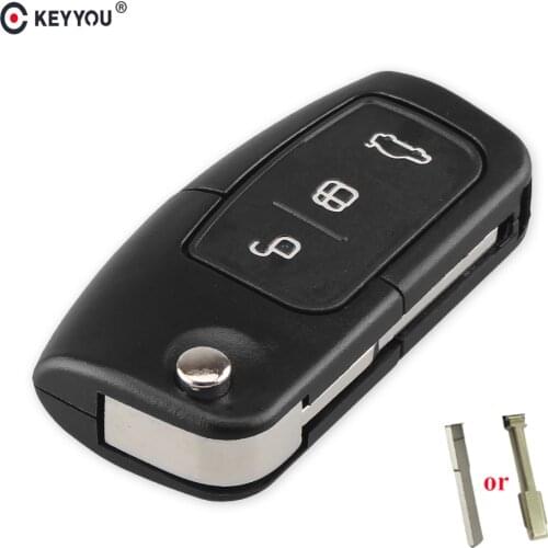 KEYYOU 3 Button Flip Folding Modified Uncut Car Blank Key Shell Remote Case for Ford Focus Fiesta C-Max S-Max Ka Mondeo Galaxy