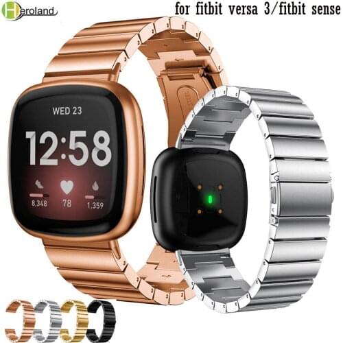 WatchBand Strap Stainless Steel for Fitbit Versa 3 / sense Wrist Band Replacement watchStrap metal Smart bracelet accessories