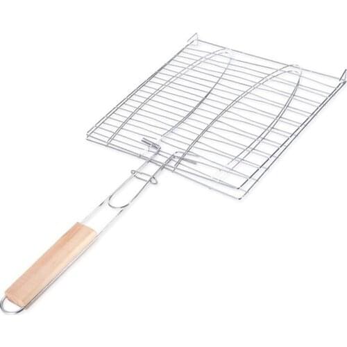 BBQ Grill mesh with handle fish Chicken Meat BBQ Mesh Clip vegetable DIY Barbecue Tool Roasting Accessories garden BBQ tool