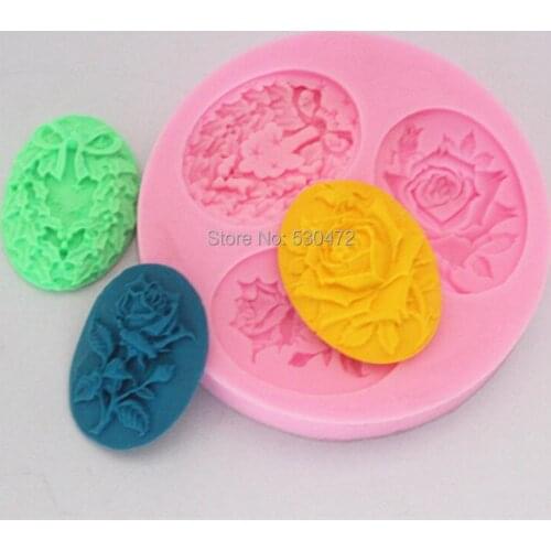 3 hole flower shape silicone cake mold / fondant tool /chocolate mould kitchen tools
