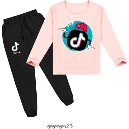 Tik Tok Girls Boys Clothing Sets Kids Autumn Spring Casual Cotton Suit Children Tik Tok Tshirt Pants Clothes Set 2-16years
