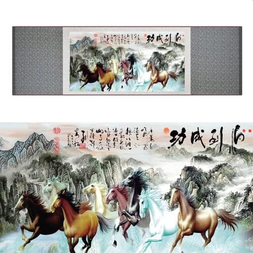 Traditional Chinese art painting Horse art painting Silk scroll art painting Horse picture decoration paitning 19050903