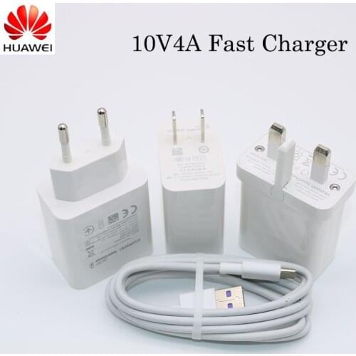 Original Huawei 40W Charger 10V4A Supercharger EU/US Charge adapter 5A USB type c cable for nova 5 5t 5 pro mate 30 pro p20 p30