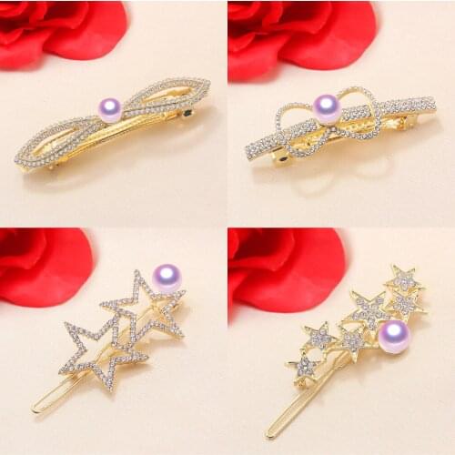 Star Bow Knot Hairpin Findings Hair clip Base Settings Hair Jewelry Parts Fittings Charm Accessories for Pearl Crystal Jade