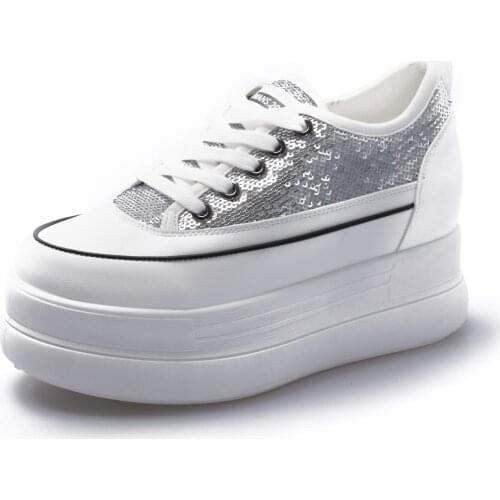 Womens Sneakers Sequine Chunky Sneakers Women 2020 Fashion Platform Bling Bling Sport Shoes High Heels For Woman