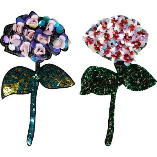 10pieces Large Bead Sequins Rose Flowers Patches Motif Applique DIY Craft Clothes Dress Decorated Sewing Accessories TH1063