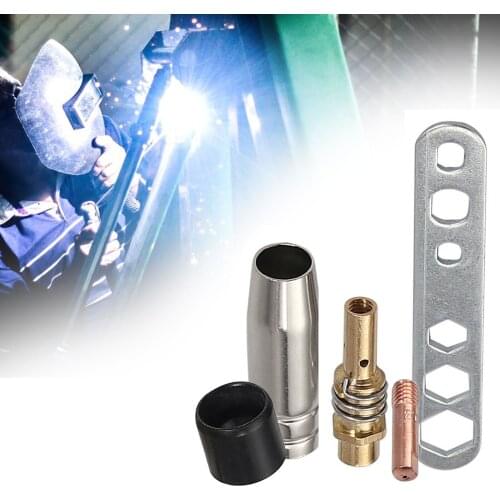 19Pcs MIG/MAG Welding Contact Tips 0.8mm M6 Gas Nozzle Tips Holder Replacement for Binzel 15AK Torch Welding