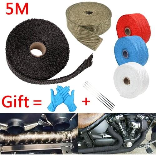 5M Motorcycle Exhaust Heat Wrap Heat Resistant Tape Exhaust Heat Shield Wrap Motorcycle Exhaust Thermal Tape Free Shipping