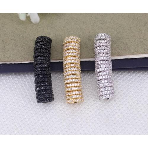 5pcs Paved CZ Curved Tube Connector Beads,Metal Copper Cubic Zirconia Tube Connector beads For Jewelry Making