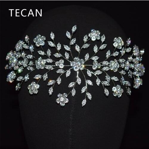 High Quality Flowers Zircon Shine Hair Accessories Bride Headband Women Hair Ornaments Baroque Jewelry Bridal Crown Party Gift