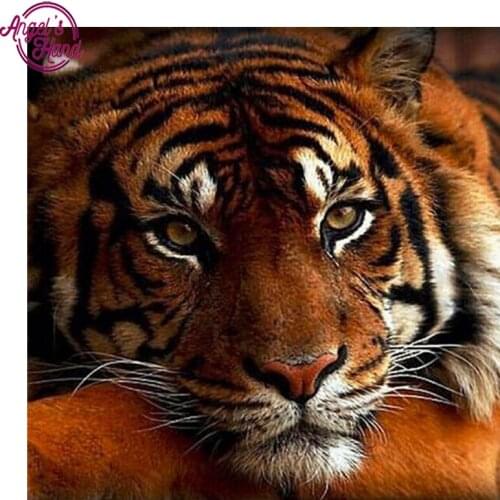 5D DIY Diamond embroidery animal tiger diamond painting Cross Stitch full square Rhinestone mosaic decoration gift zx