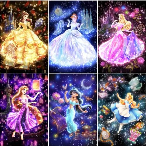 Disney 5D Diy Diamond Painting Mosaic Cartoon Princess Diamond Embroidery Cross Stitch Handmade Art Kits Home Decor Girl Gift