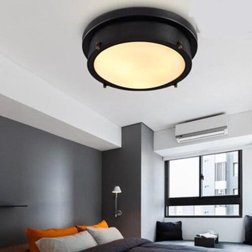 American black round LED ceiling lights living room retro industrial wind study corridor bedroom ceiling lamp ZA620 ZL219