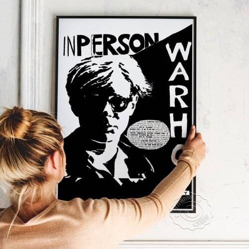 Andy Warhol Exhibition Museum Poster, Warhol Black White Portrait Canvas Painting, Vintage Nordic Style Wall Picture Home Decor
