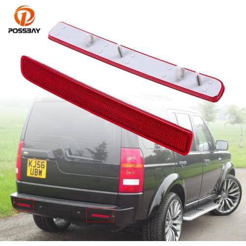 POSSBAY Car Rear Bumper Reflector Red Lens Warning Strip Without Bulbs XFF500020 XFF500030 for Land Rover Discovery 3 2004-2009