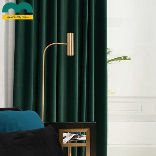 2021 Nordic Velvet Curtains for Living Room Dark Green Velvet Curtains Blackout Curtains Solid Color Curtains Bedroom Dining