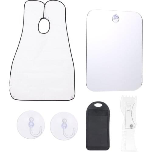 Beard Shaving Kit for Men Beard & Mustache Care Beard Catcher Apron Shaping Guide Mirror & Razor Blade Sharpener Beard Grooming