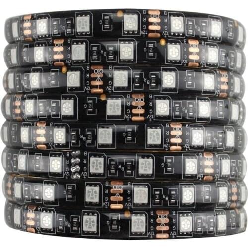 Black PCB LED Strip Light 5050 DC12V IP65 Waterproof 60LED/m 5m/lot White / Warm White / Red / Green / Blue / RGB 5050 Fita De