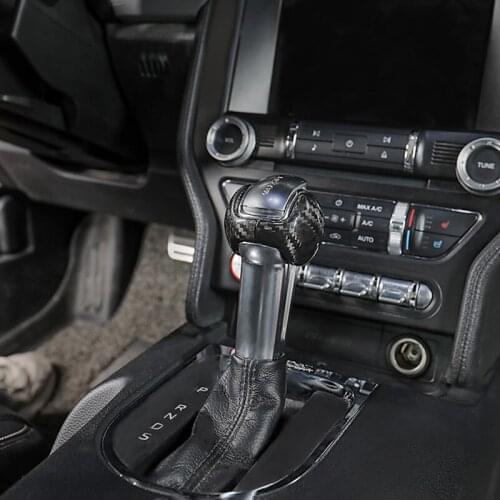 Car Carbon Fiber Gear Head Decorative Cover for 15-20 Ford Mustang Accessories Interior Modification