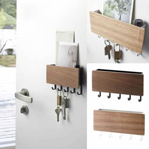 Hallway Home Decorative Wall Hooks Storage Rack Key Holders Wooden Hanger Bedroom Door Vintage Hooks Wall Shelf