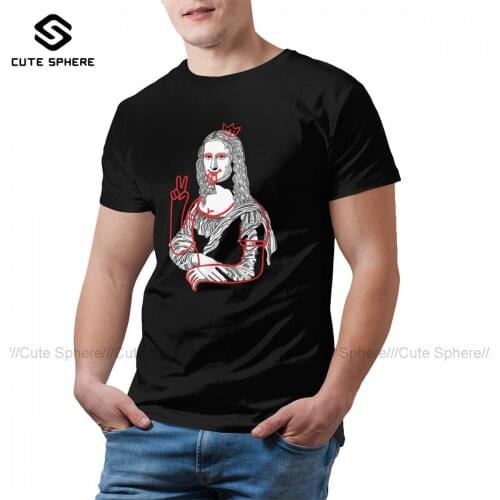 Mona Lisa Tee Shirt Cute Short-Sleeve Cotton T Shirt Basic Printed T-Shirt Big Mens