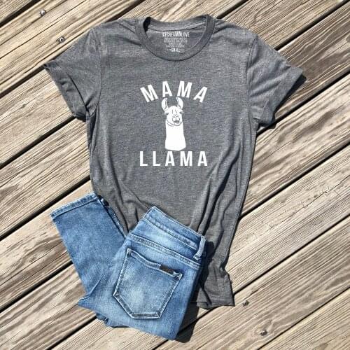 Mama Llama T-Shirt Gift For Mom Mom life Tee Women Llama Shirt Funny Cotton Hipster T-Shirt