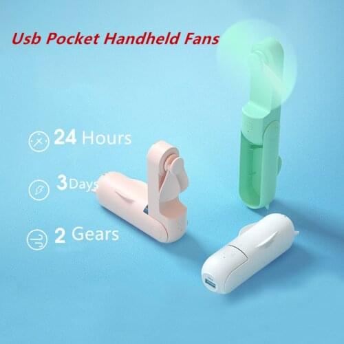 Usb Pocket Handheld Fans Mini Electric Fold Fan Portable Cartoon Fans Cooling Charging Desktop Electric Fan Household Air Cooler