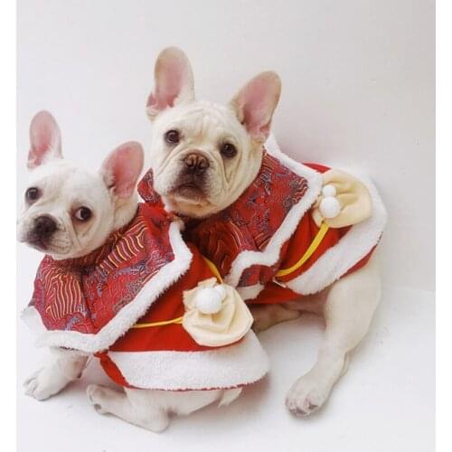Chinese New Year Dog Clothes Tang Suit Winter Pet Coat Jacket Schnauzer Pug French Bulldog Clothes Warm Pet Outfit Garment