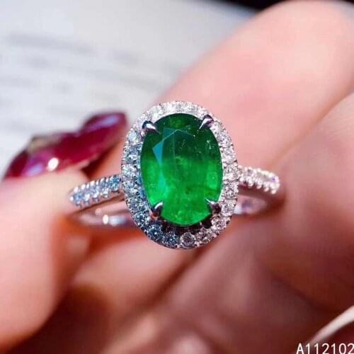 KJJEAXCMY fine jewelry 925 sterling silver inlaid natural emerald ring elegant girls ring support test hot selling