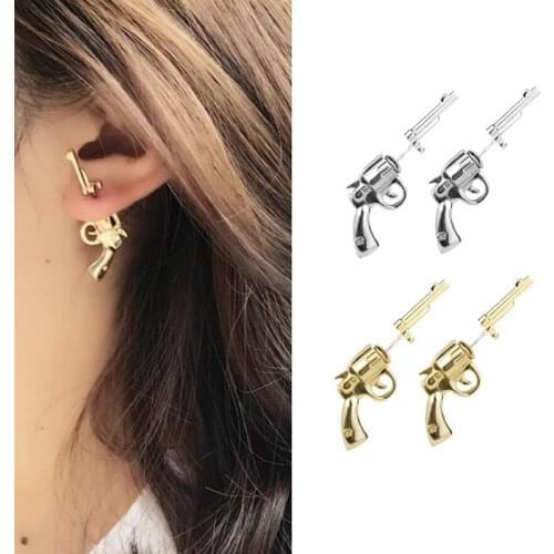 Creative fun earrings fashion cool handsome pistol earrings men and women personality earrings net red street earrings